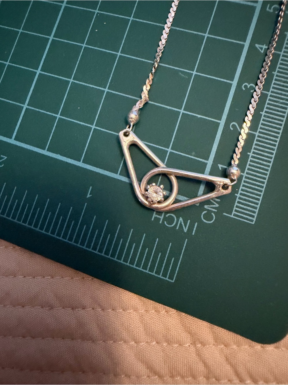 Sterling Silver Geometric Pendant Necklace with Cubic Zirconia